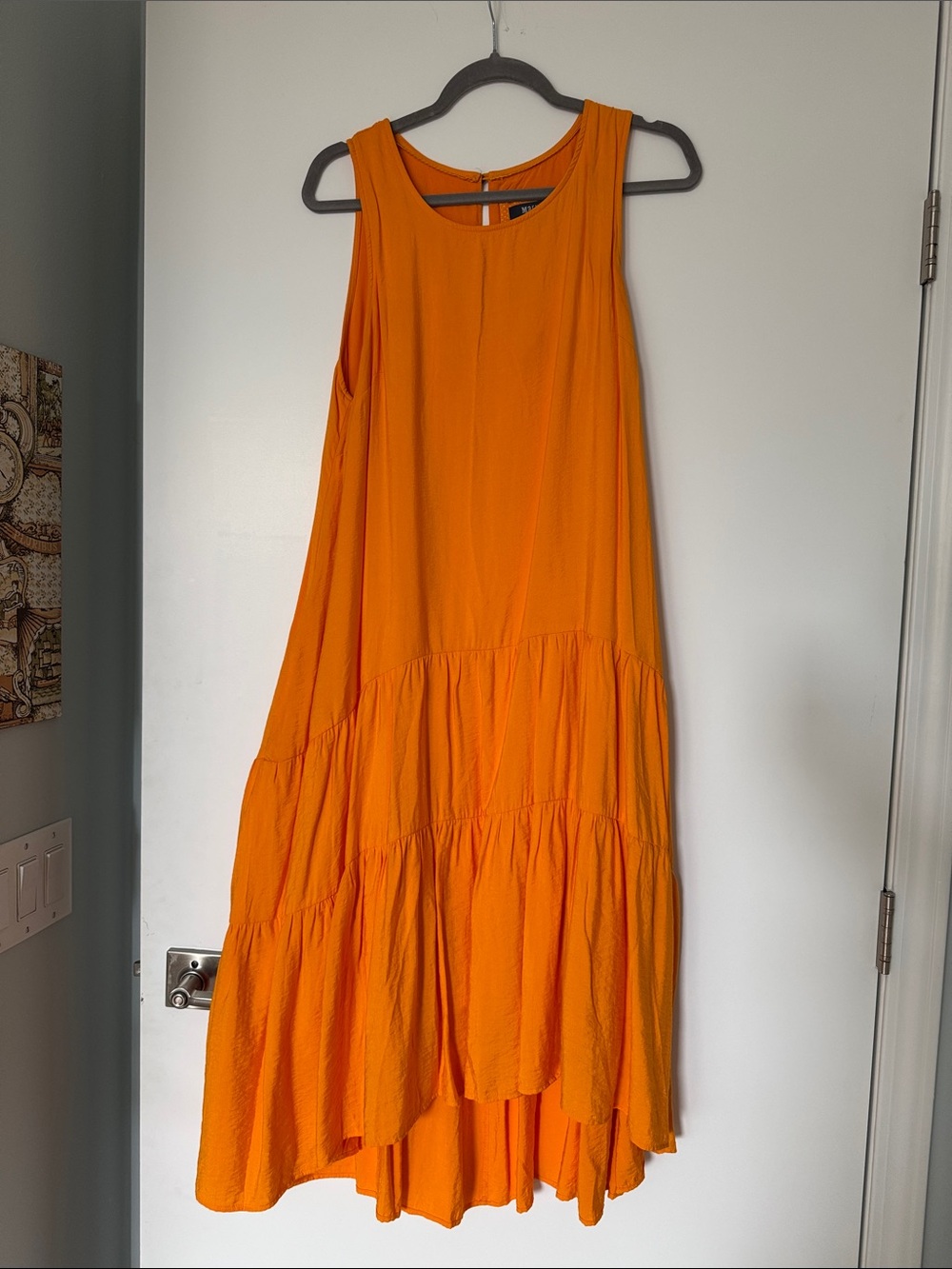 Maeve Marigold Orange Sleeveless High-Low Tiered Dress